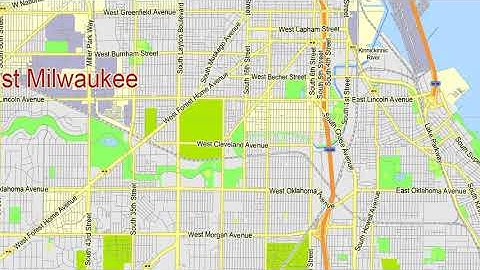 Milwaukee Wisconsin US editable layered PDF Vector Map