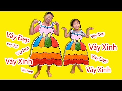 BÉ BÚN VẼ CHIẾC VÁY KHỔNG LỒ - TÔ MÀU CHIẾC VÁY 4 TẦNG DRAWING & COLORING DRESS