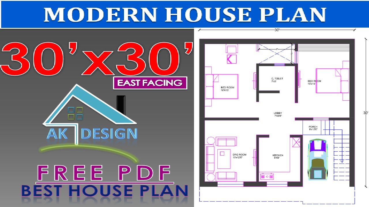 30 x30 East Facing House  Plan  with Parking Vastu  House  