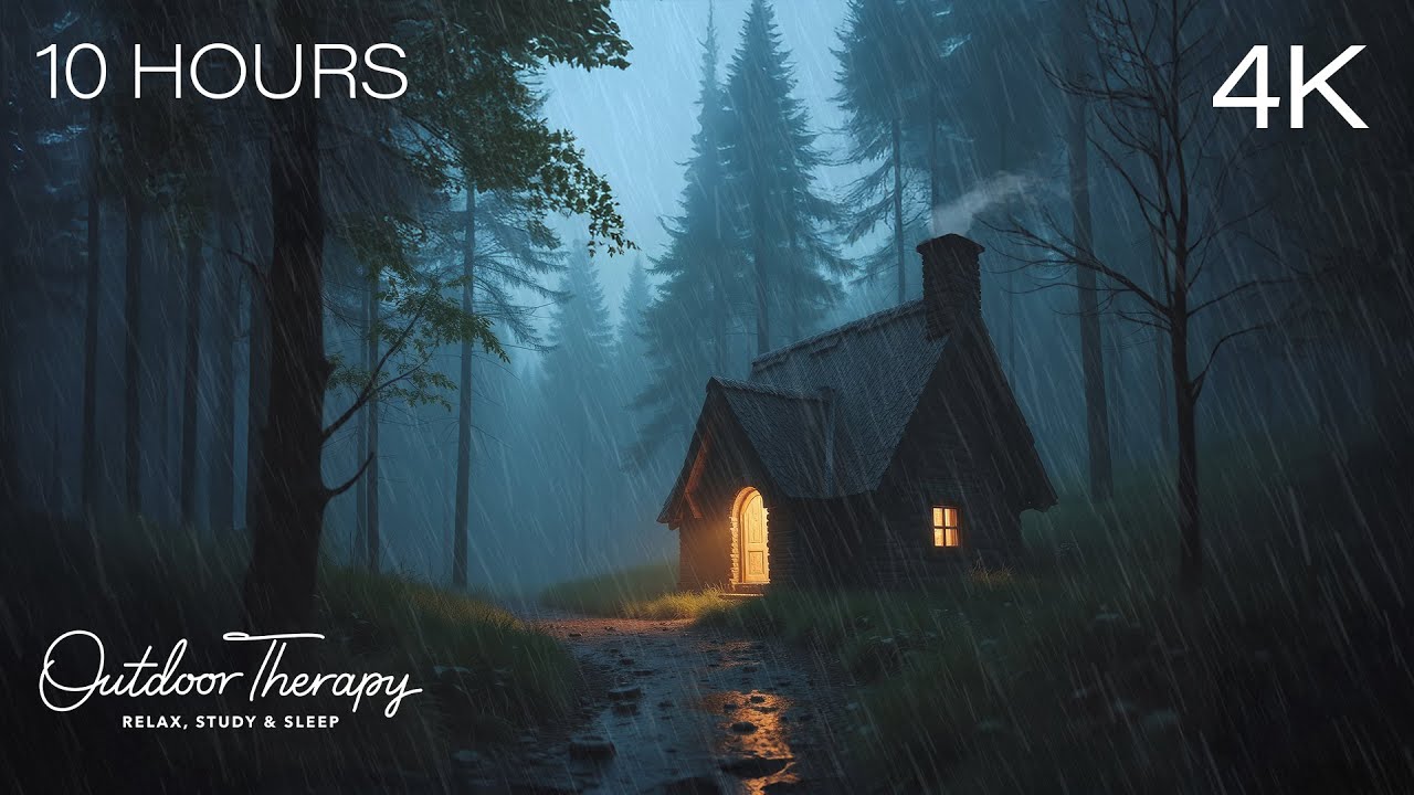 The Hidden Cabin | Heavy Forest Rain & Thunder at a Whimsical Little ...