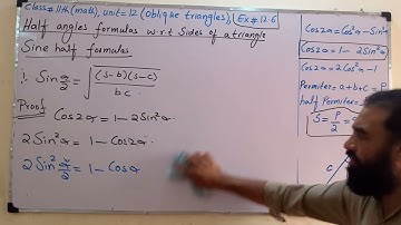 class 11th(math),ex=12.6, Q.(1,6,8),half angles formulas w.r.t triangle,