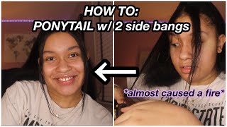 HOW TO: PONYTAIL w/ 2 side bangs