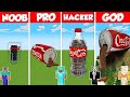 COCA COLA CAN HOUSE BUILD CHALLENGE - Minecraft Battle: NOOB vs PRO vs HACKER vs GOD / Animation