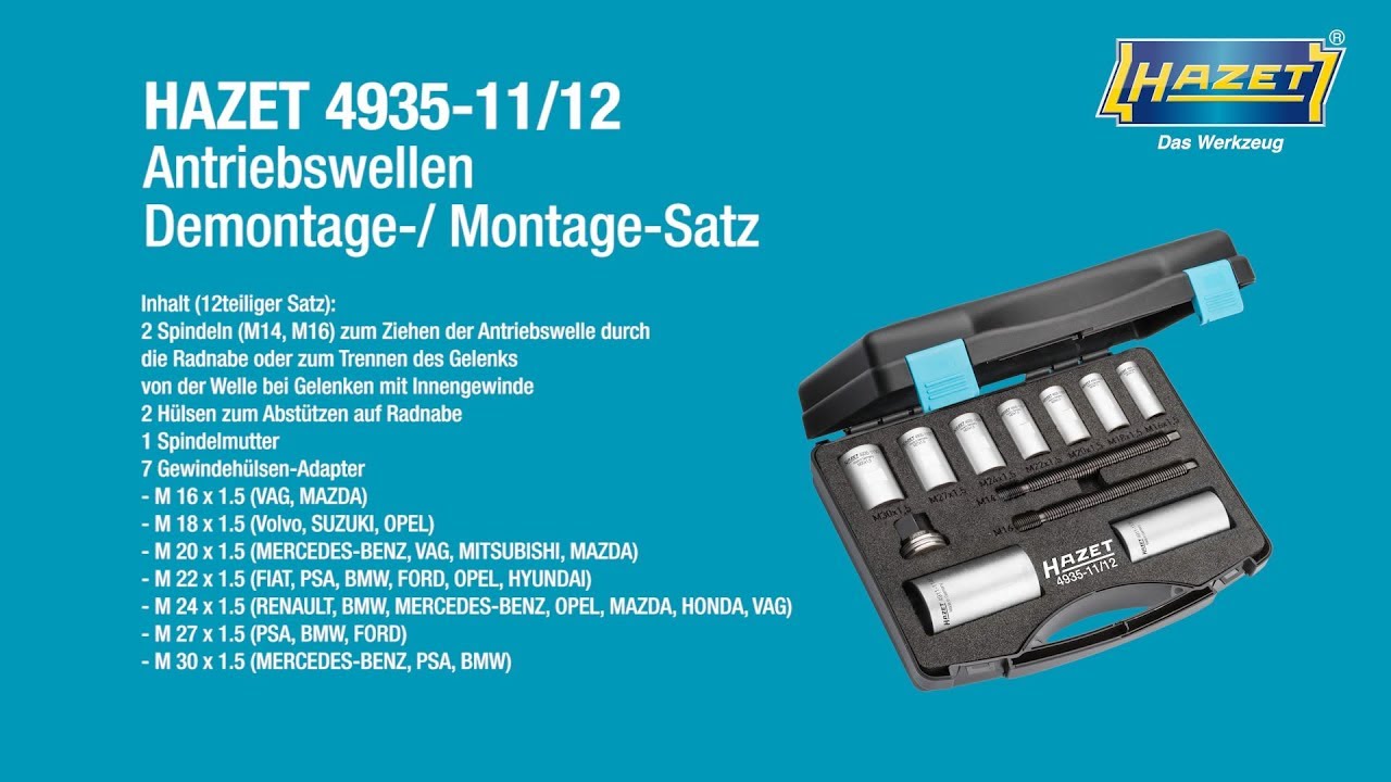 HAZET Antriebswellen Demontage- / Montage-Satz 4935-11/12