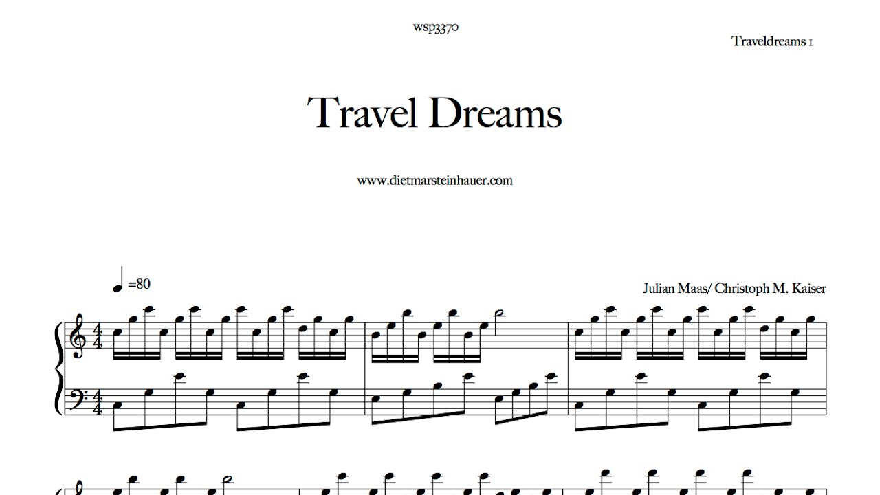 travel dreams notes piano