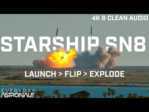 SpaceX Starship SN8 Test Flight [Incredible Clean Audio & Real-time 4k Video]