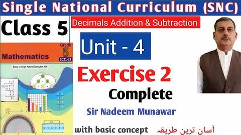 Class 5 Unit 4 Exercise 2 SNC Maths Single national curriculum Ex 2 Punjab Text Book Board PTB Maths