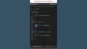 C# Programmers FAQ- 54 - Can you override private virtual methods in C#?#ExpandFutureAcademy #shorts