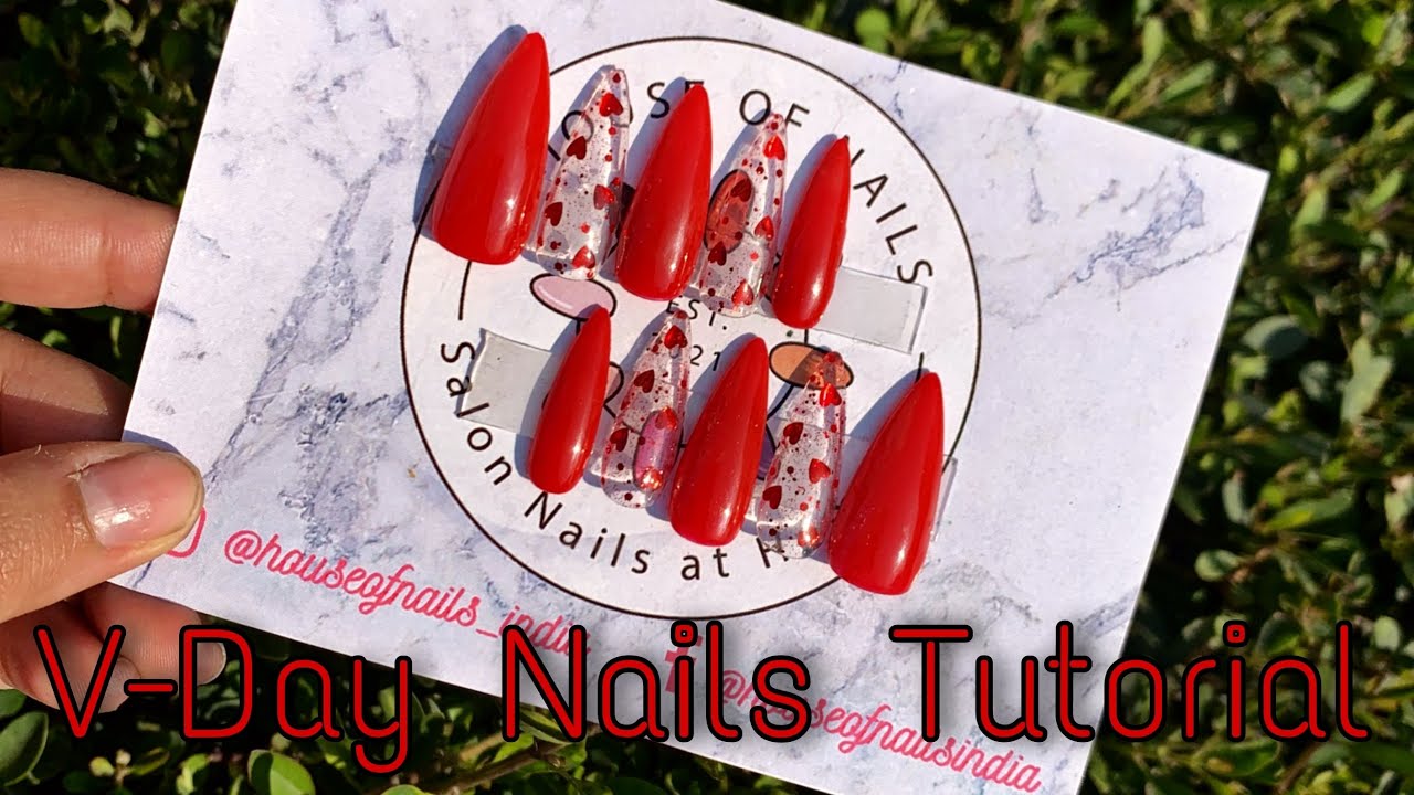 Valentines Nails VDay Nails Press On Nails Heart Nails Easy