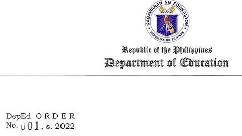 DEPED ORDER NO. 001, S. 2022