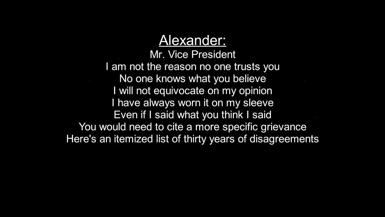 Your Obedient Servant Karaoke as Burr with Lin Manuel Miranda