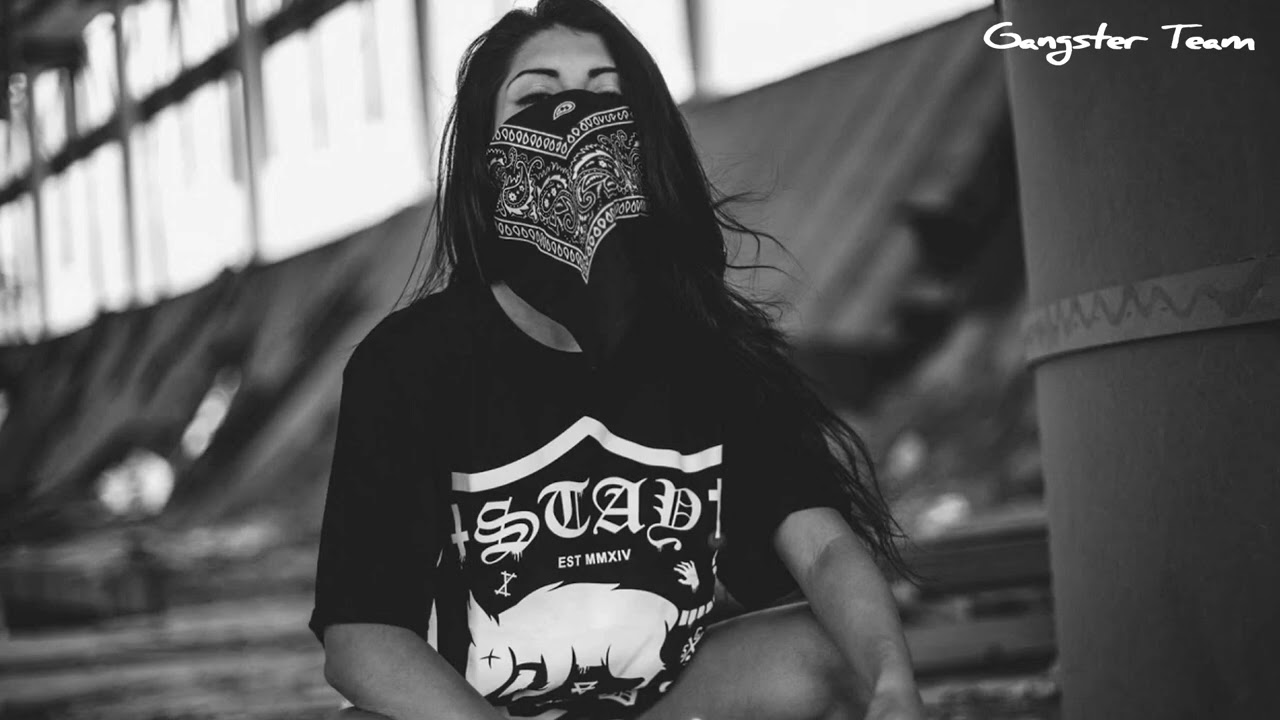 Download Gangster Girl With Blue Bandana Mask Wallpaper | Wallpapers.com