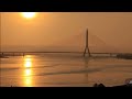 淡江大橋夕陽即時高空俯拍畫面08.10台灣新地標！世界第一單塔斜張橋 The world's longest single-tower, asymmetric cable-stayed bridge