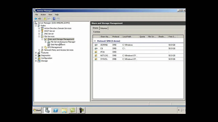 Set up File Services and a Shared Folder in Windows Server 2008