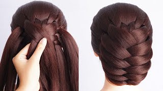 Easy Braided Bun Hairstyle For Ladies | Simple Hair Style Girl For Wedding Guest