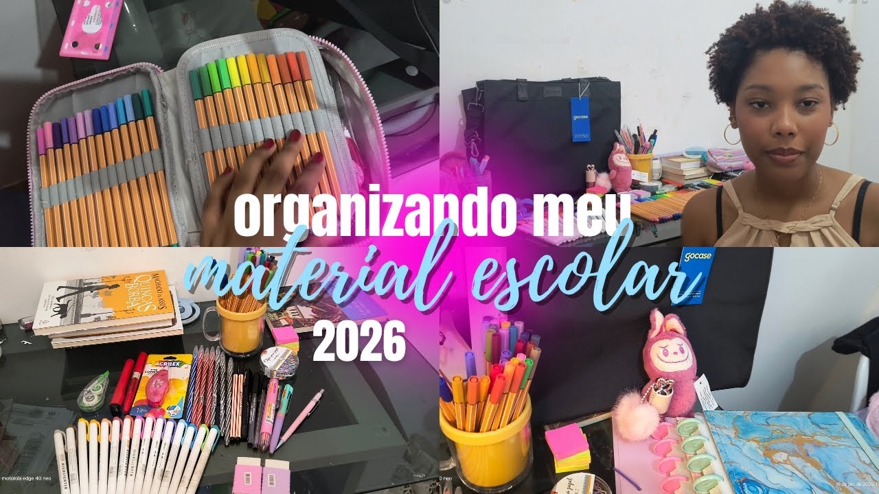 Organizando material escolar 2026✨🎀| 3° ano do ensino médio + tote daily Gocase 
