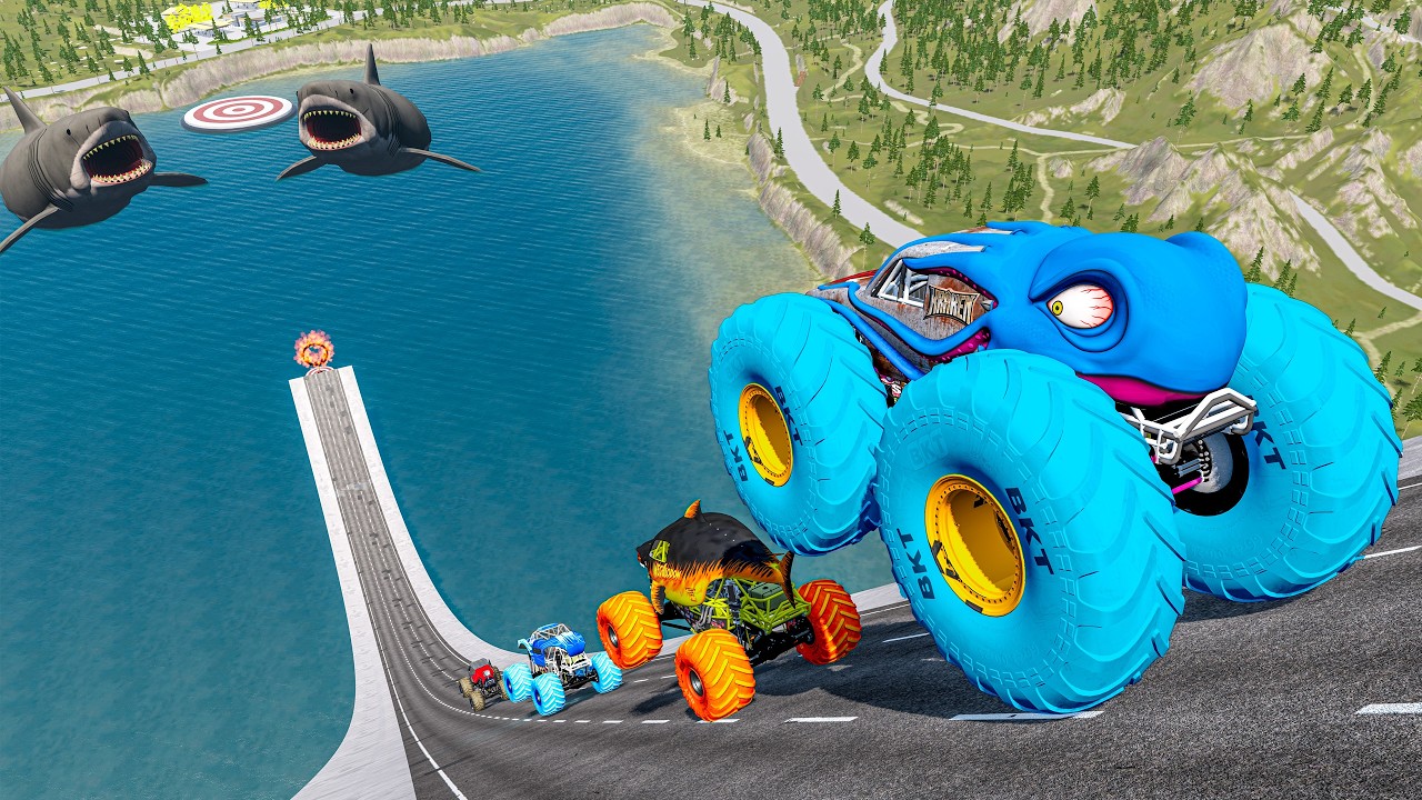 Epic High Speed Monster Trucks Jumps stunts & crashes #004 | BMNG HERO