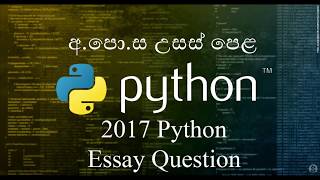 2017 Past Paper Python Essay Question Discussion