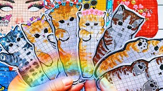 🐱 Mofu Sand Cats 🐱 Mini Blind Bags Paper with hommade paper stickers 🐱 cute cats paper craft ASMR