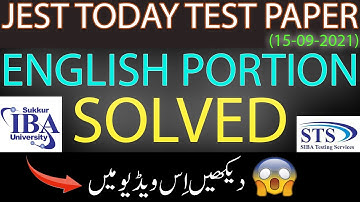 JEST Today Test Paper English Portion Solved || 15-09-2021 || Siba Testing Service (STS)