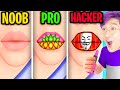 Can We Beat NOOB vs PRO vs HACKER Mode In LIP ART 3D!? (INSANE LIP ART 3D APP!!)