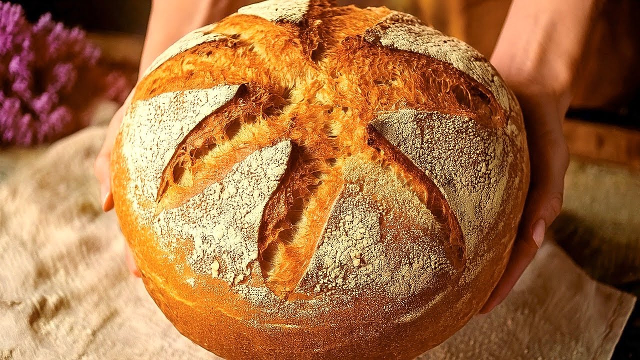 לחם כפרי יווני שאני אף פעם לא מספיק ממנו! ללא לישה או התפחה ארוכה. רַעְיוֹן