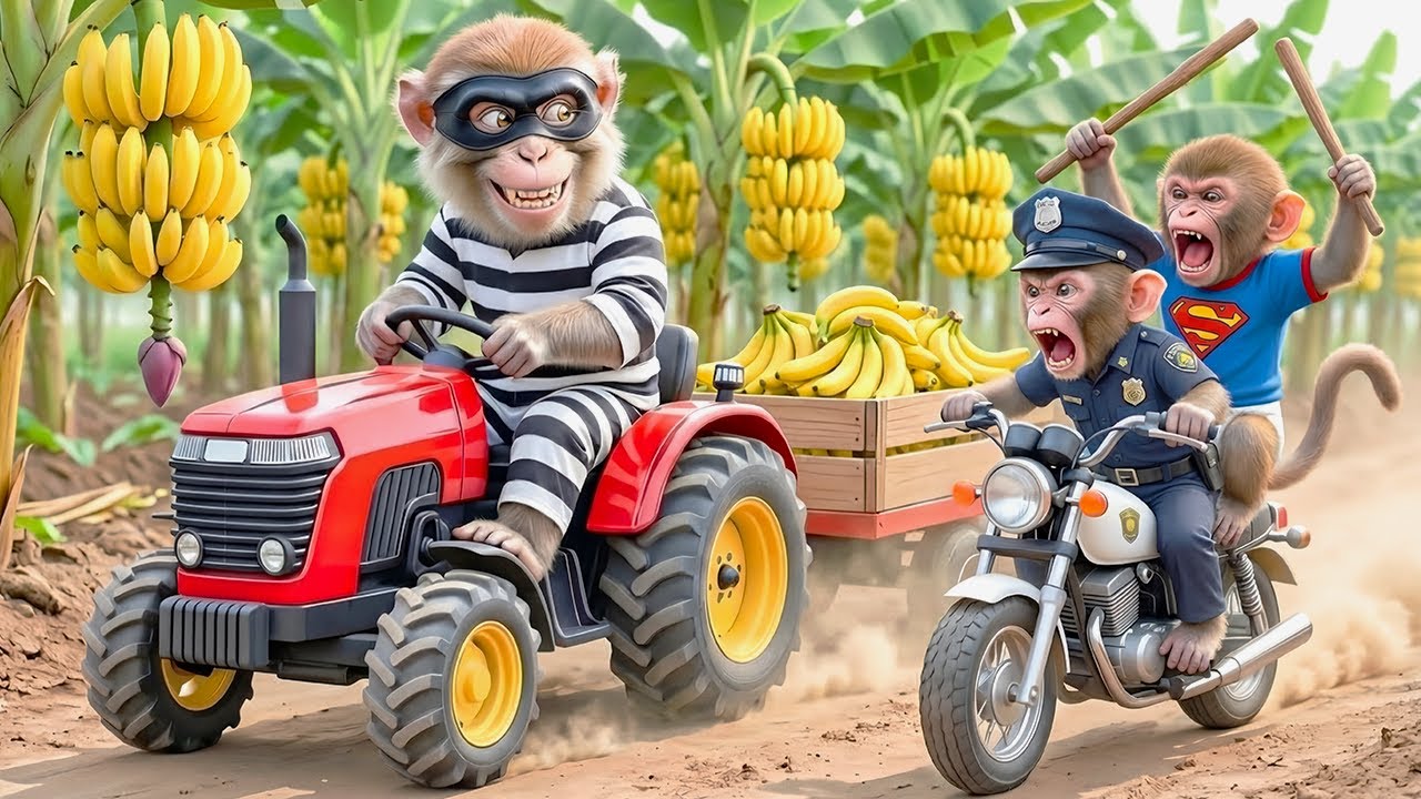 🍌🚓 The Banana Theft Shocks the Farm! Caca the Monkey and the Thrilling Chase