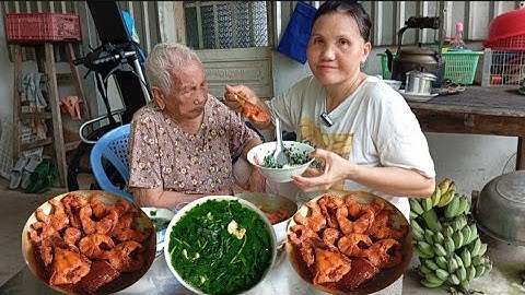 Bà lão 101 tuổi hái mồng tơi mé sông sau hè nấu canh cá lóc đồng kho tiêu|Hương vị quê nhà ăn nhớ mẹ