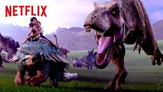 DINO STAMPEDE! | Jurassic World Camp Cretaceous | Netflix After School screenshot 3