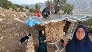 Cementing Grandma's Cabin Roof Before Winter | She Surprised Us With Firewood Tea ❄️🏠