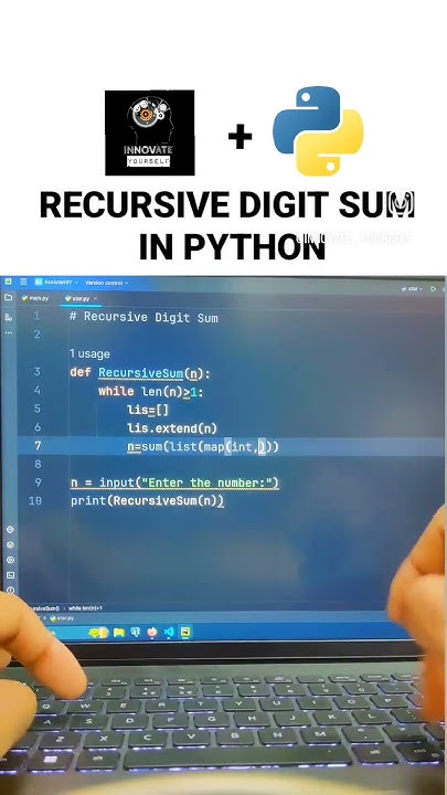 RECURSIVE DIGIT SUM IN PYTHON PROGRAMMING 🌟 #recursion #digit #sum # ...