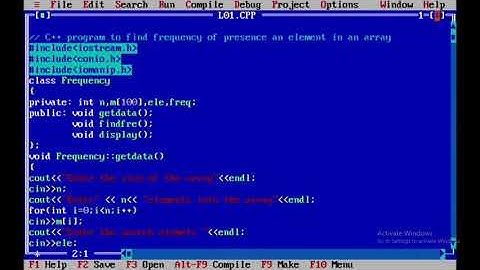 II PUC CS |LabProgram 1|C++program to find frequency of presence of an element in Array