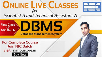 Online Demo Class of NIC Scientist B & Technical Assistant A (DBMS)  - NIMBUS