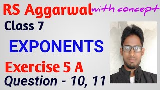 Rs aggarwal | class 7 | Exercise 5A | Exponents | Question 10|11 | MATH GURUJI | Exponents class 7