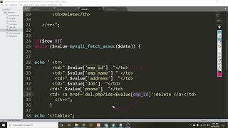 Delete data from table in php