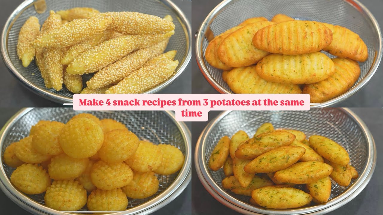 Make 4 snacks recipe from 3 potato at the same time || Potato snacks ...