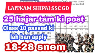 Laitkam Shipai Ssc Gd Class Ten Passed Ki Lah Ban Apply