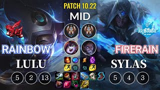 ahq Rainbow Lulu vs hyF FireRain Sylas Mid - KR Patch 10.22