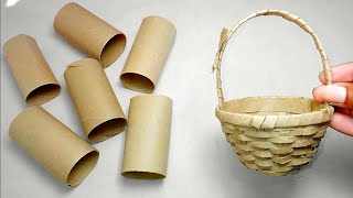 How to make a mini basket from toilet paper rolls