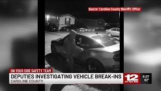 Caroline County officials investigating a string of vehicle break-ins and gun thefts