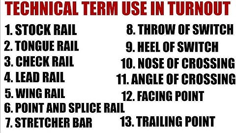 Technical Term Use In Turnout||Stock Rail, Tongue Rail, Check Rail,Lead Rail,Wing Rail............||