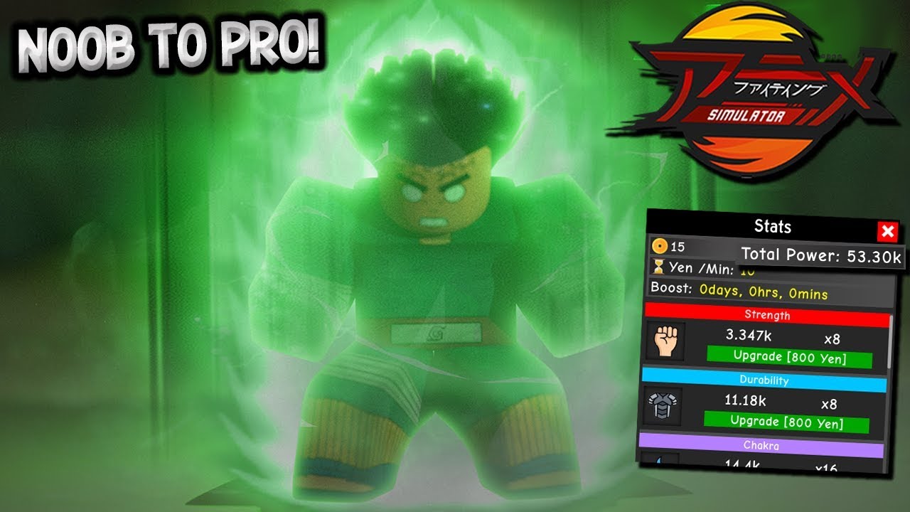 Noob To Pro Part 1 Rise Of The Lee How To Level Fast Like A Pro Anime Fighting Simulator Roblox - rock lee roblox avatar