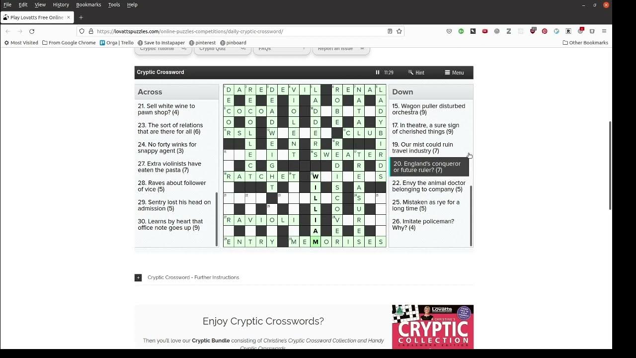 Cryptic Crossword live solve Lovatts 26.12 YouTube