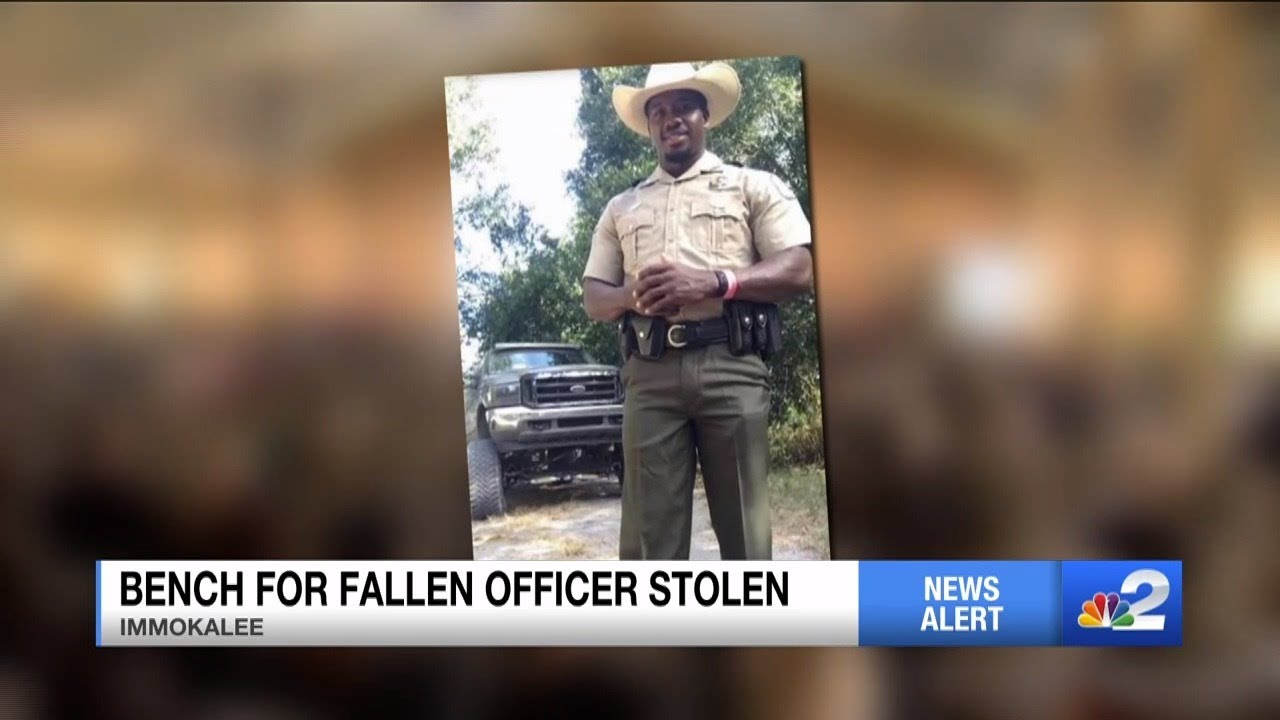 Fallen FWC officer's memorial bench stolen from gravesite - YouTube