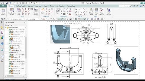 NX CAD Drafting tutorial #2 |Basic| |Sectionview| |Yolkframe drafting|