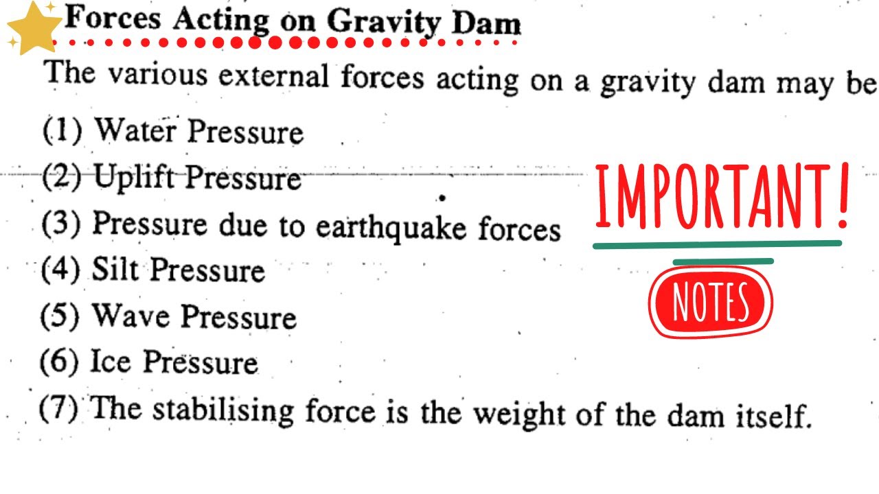 Forces Acting On Gravity Dam || Irrigation Engineering || - YouTube