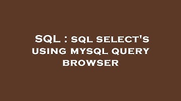SQL : sql select