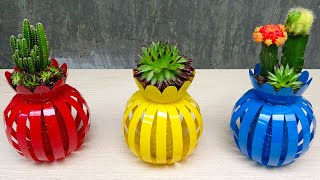 Grow Cactus into Flower Pots Shaped Ball from Plastic Bottles for Amazing Garden | Garden Design