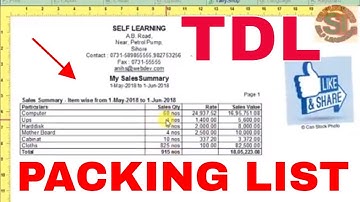 Packing list tdl ! how to generate packing list in tally ! Self Learning