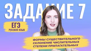 ЗАДАНИЕ 7 В ЕГЭ ПО РУССКОМУ / ЧИСЛИТЕЛЬНЫЕ, ФОРМЫ ПРИЛАГАТЕЛЬНОГО, СУЩЕСТВИТЕЛЬНЫЕ